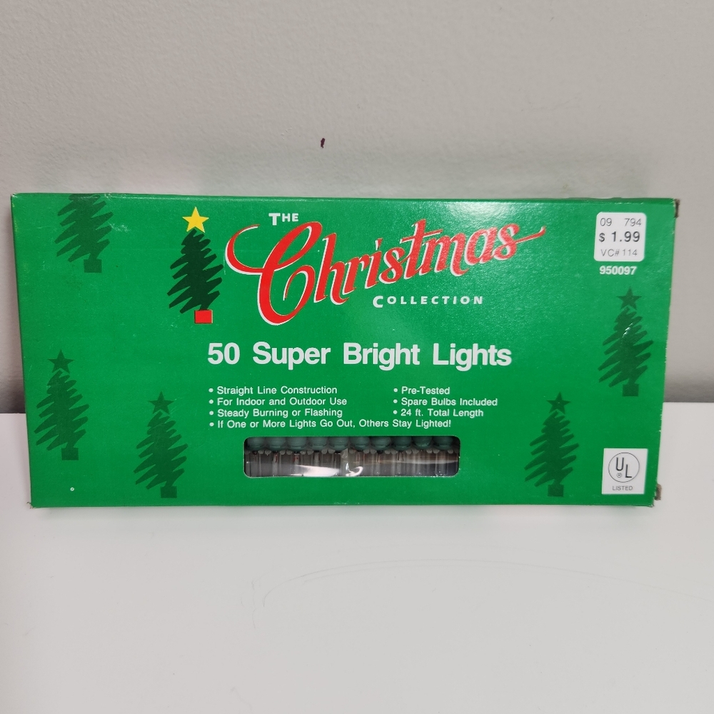 vintage christmas collection 50 super bright white lights new in orig box decor